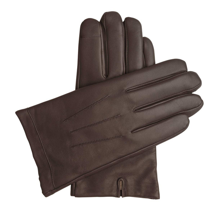 Downholme Touchscreen-Lederhandschuhe mit Innenfutter aus Kaschmir für Herren S Braun, S Braun
