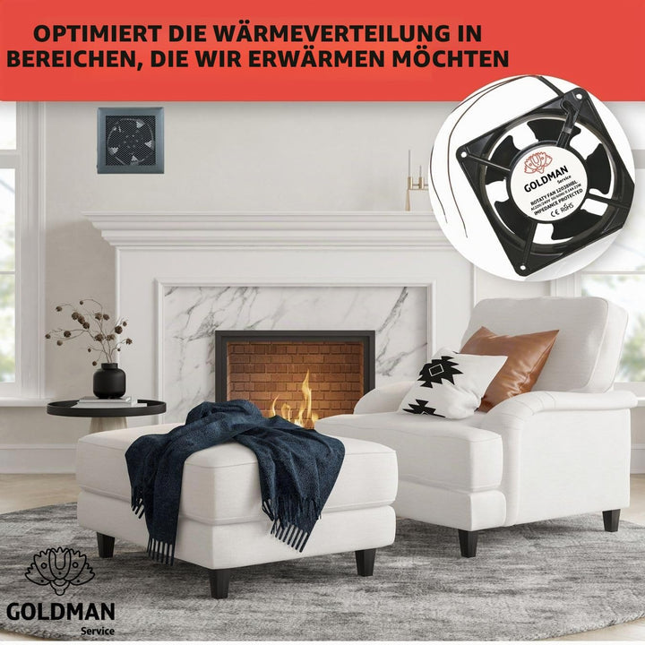 Ventilator Axialventilator für Kaminkassetten mit hoher Temperatur, aus Metall, universell, 120 x 12