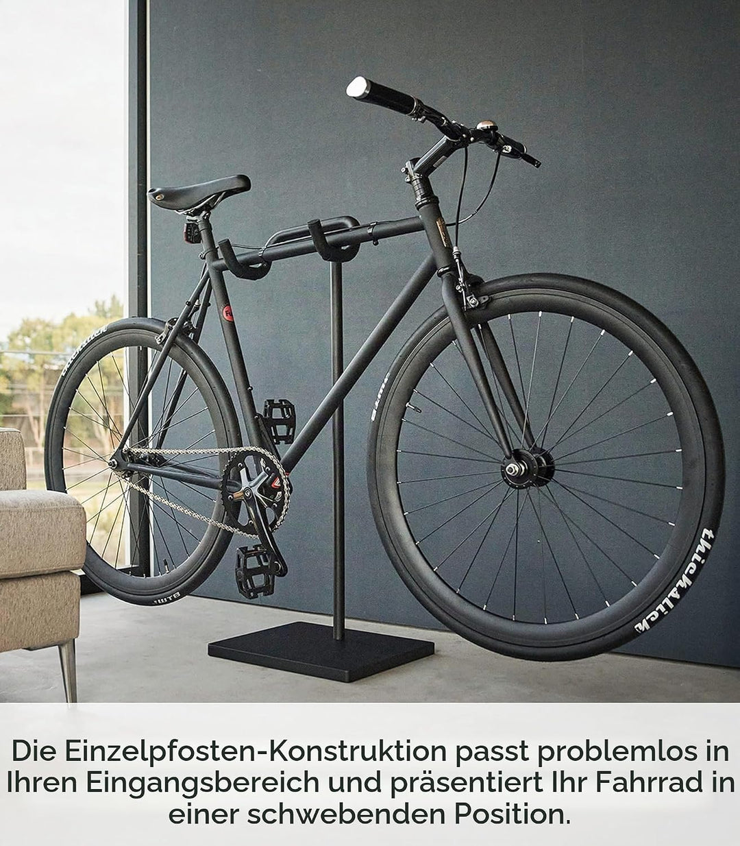 Yamazaki 1966 TOWER Fahrradständer, schwarz, Stahl/Polypropylen/Silikon, minimalistisch, 38 x 33 x 9