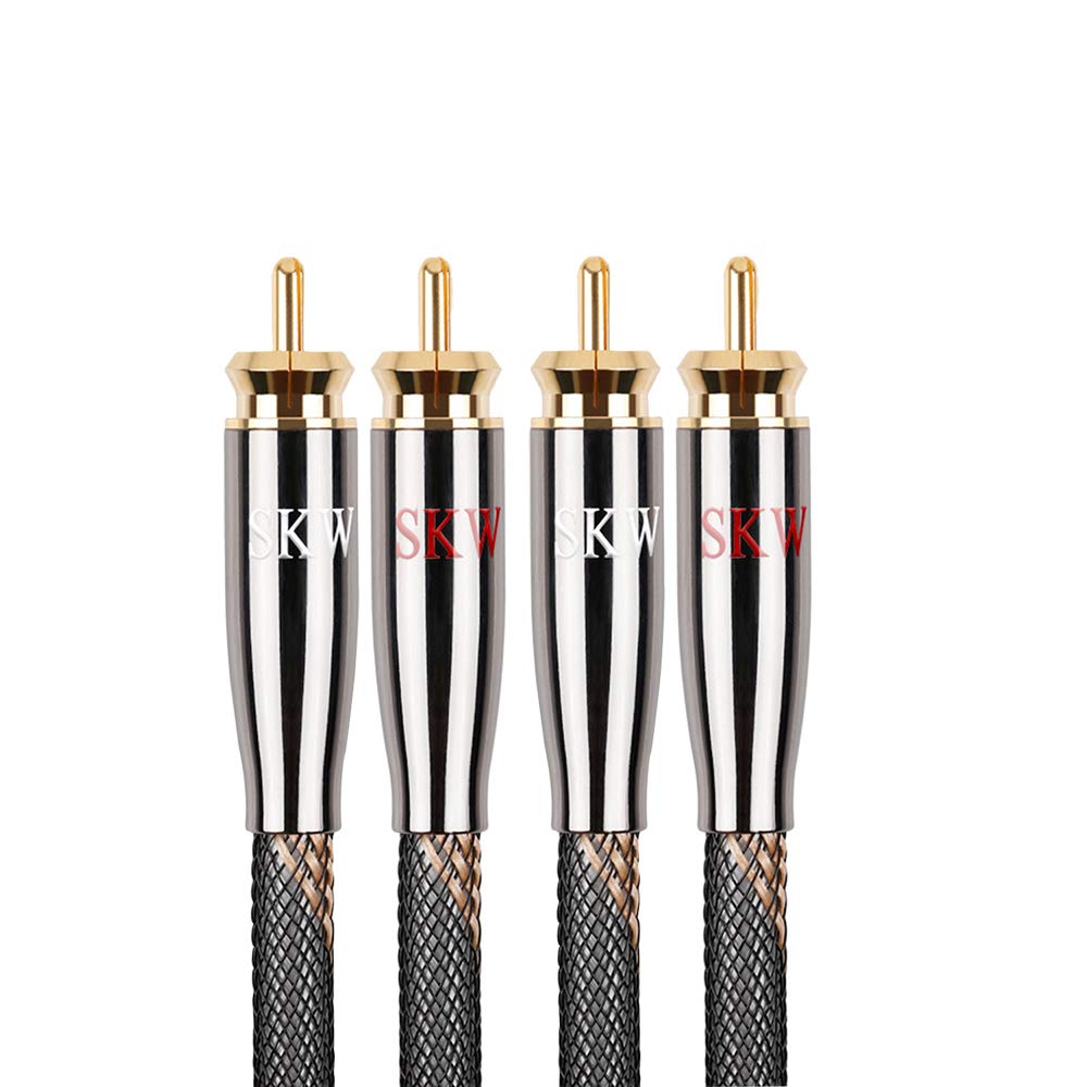 SKW Audiophiles Cinch Audio Kabel, 2 x Cinch zu 2 x Cinch Kabel mit OD 6mm Audiophile Cinch-Kabel (1