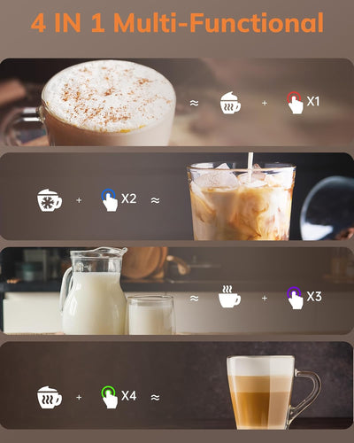 Morpilot Milchaufschäumer Elektrisch, 130-600ml 600W, 4 in 1 Milchschäumer für Heisser und Kalter, V