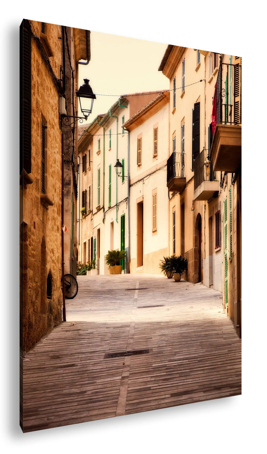 Fussweg in der Altstadt Format: 100x70 cm als Leinwandbild, Motiv fertig gerahmt auf Echtholzrahmen,