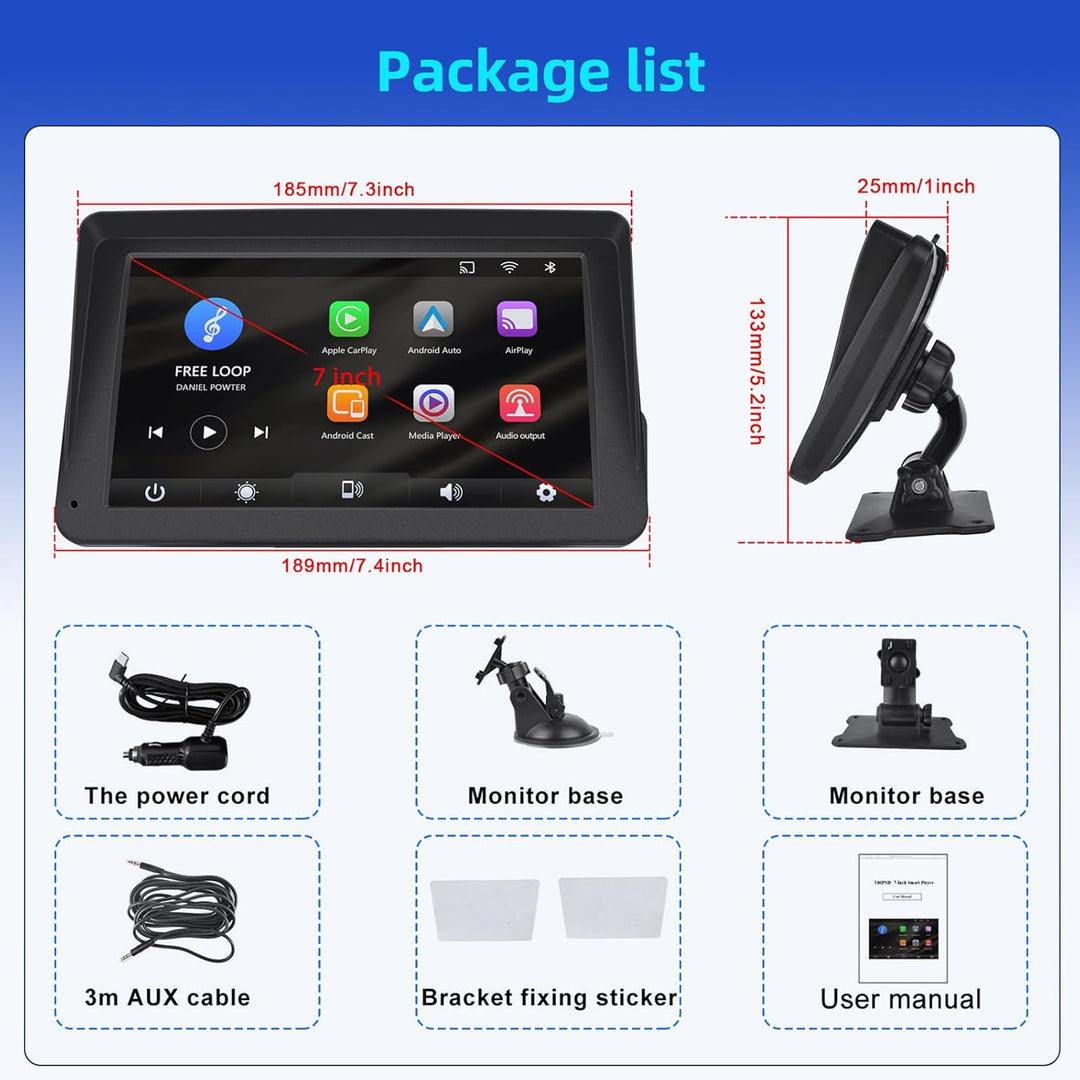 Podofo Wireless Apple Carplay Android Auto Autoradio Tragbares mit 7 Zoll HD Touchscreen Auto Stereo