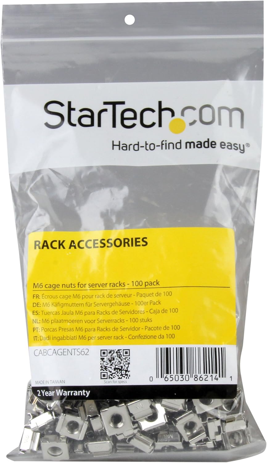 StarTech.com M6 Käfigmuttern - 100er Pack - M6 Muttern für Server Racks und Serverschränke 10 x M6 S