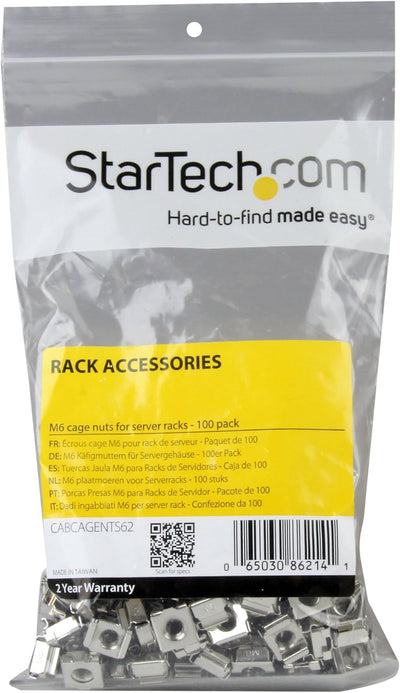 StarTech.com M6 Käfigmuttern - 100er Pack - M6 Muttern für Server Racks und Serverschränke 10 x M6 S