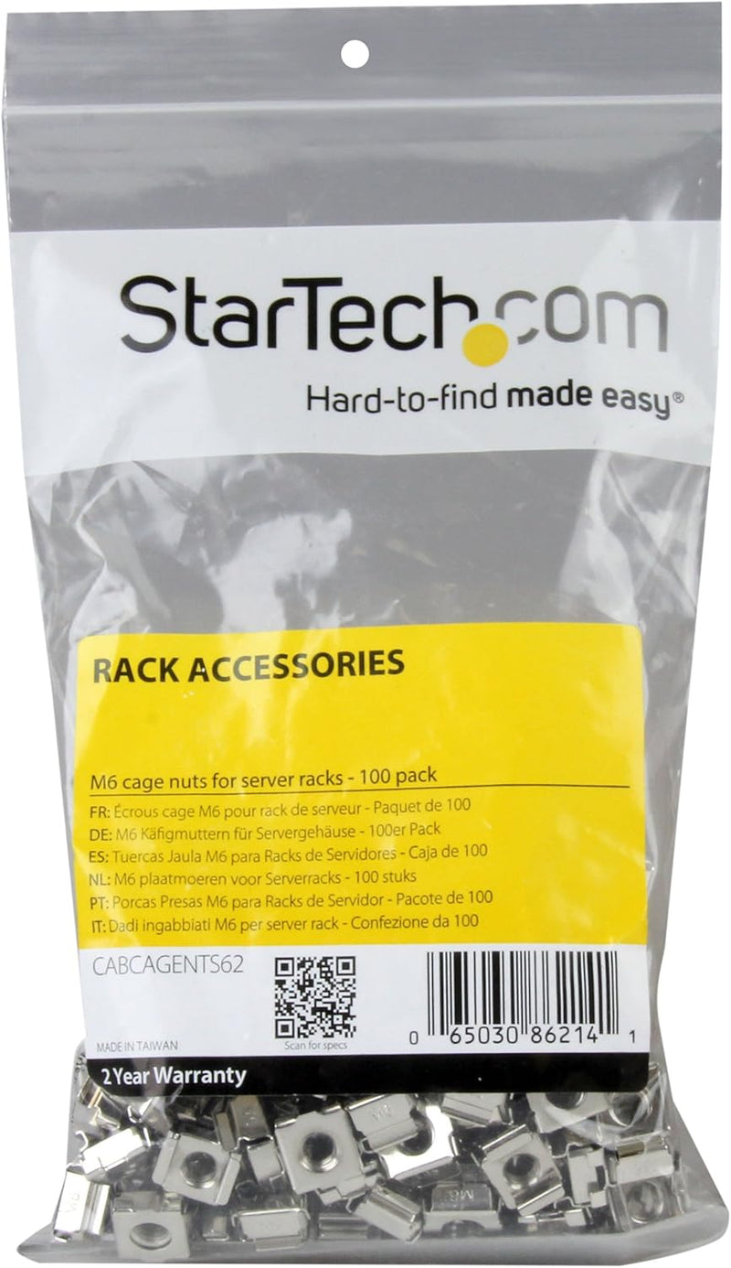 StarTech.com M6 Käfigmuttern - 100er Pack - M6 Muttern für Server Racks und Serverschränke 10 x M6 S