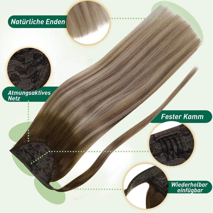 Easyouth Extensions Ponytail Echthaar Remy Pferdeschwanz Echthaar Balayage Zopf Extensions Echthaar