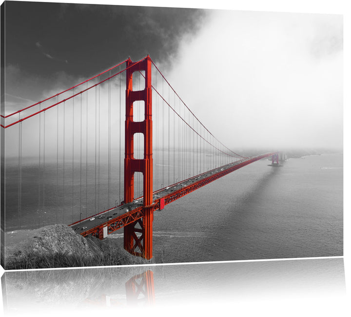 rote Golgen Gate Bridge in San Francisco schwarz/weiss Format: 100x70 auf Leinwand, XXL riesige Bild