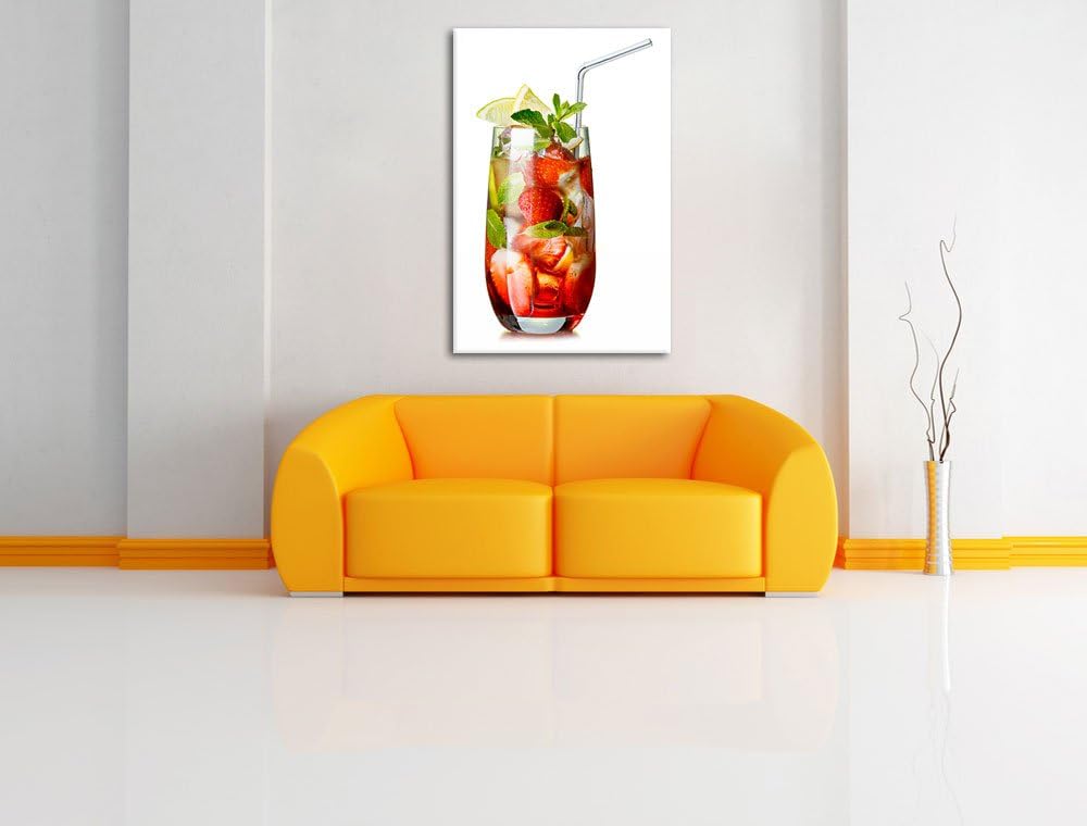 Leckerer Erdbeercocktail mit Zitrone und Minze Format: 100x70 auf Leinwand, XXL riesige Bilder ferti