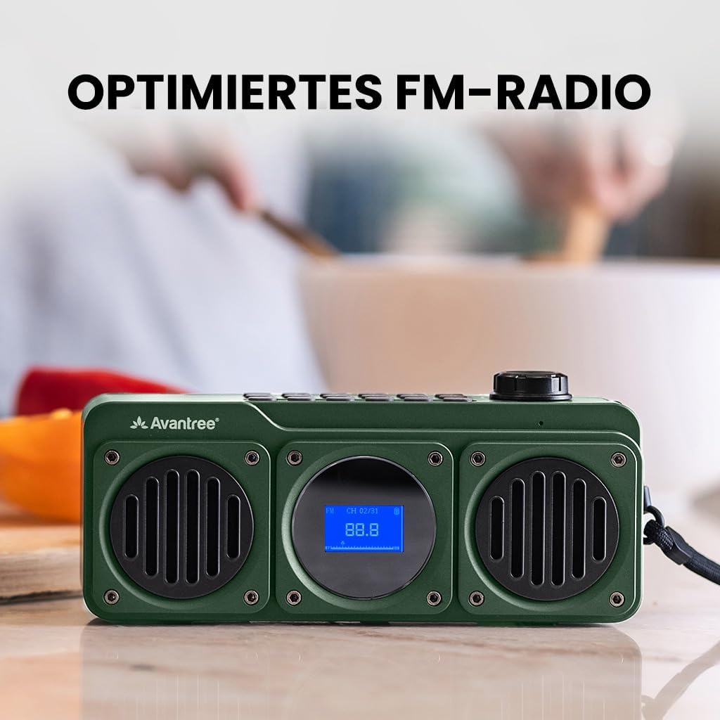Avantree Boombyte - FM Kleins Radio mit Bluetooth Lautsprecher Tragbares mit kraftvollem Sound, Ster