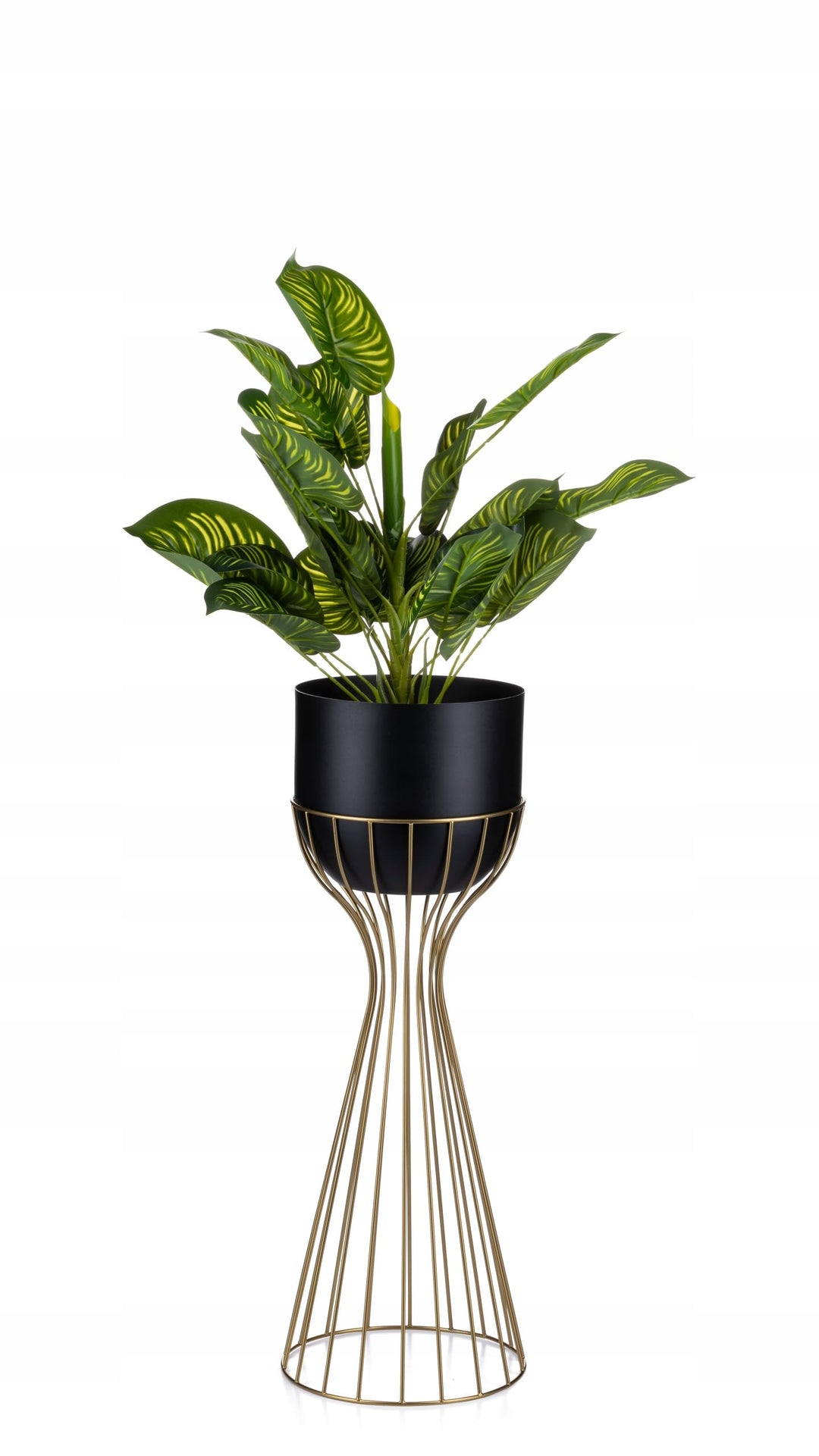 HowHomely Moderne Blumenständer Metall 56 cm Hoch mit Schwarz Blumentopf Rund 18 cm Ø auf Robuste Go