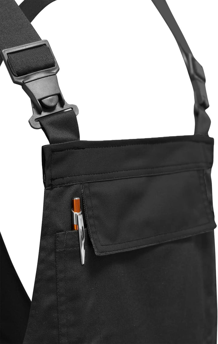 strongAnt Latzhose Herren Stretch Arbeitshose Arbeitslatzhose mit Kniepolstertaschen Schwarz Grau We