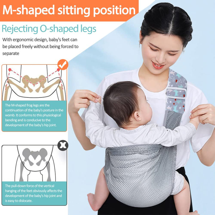 Breathable Baby Sling, Adjustable Baby Wrap, Baby Carrier Wrap, Quick Dry, 3D Mesh Fabric, Thick Sho