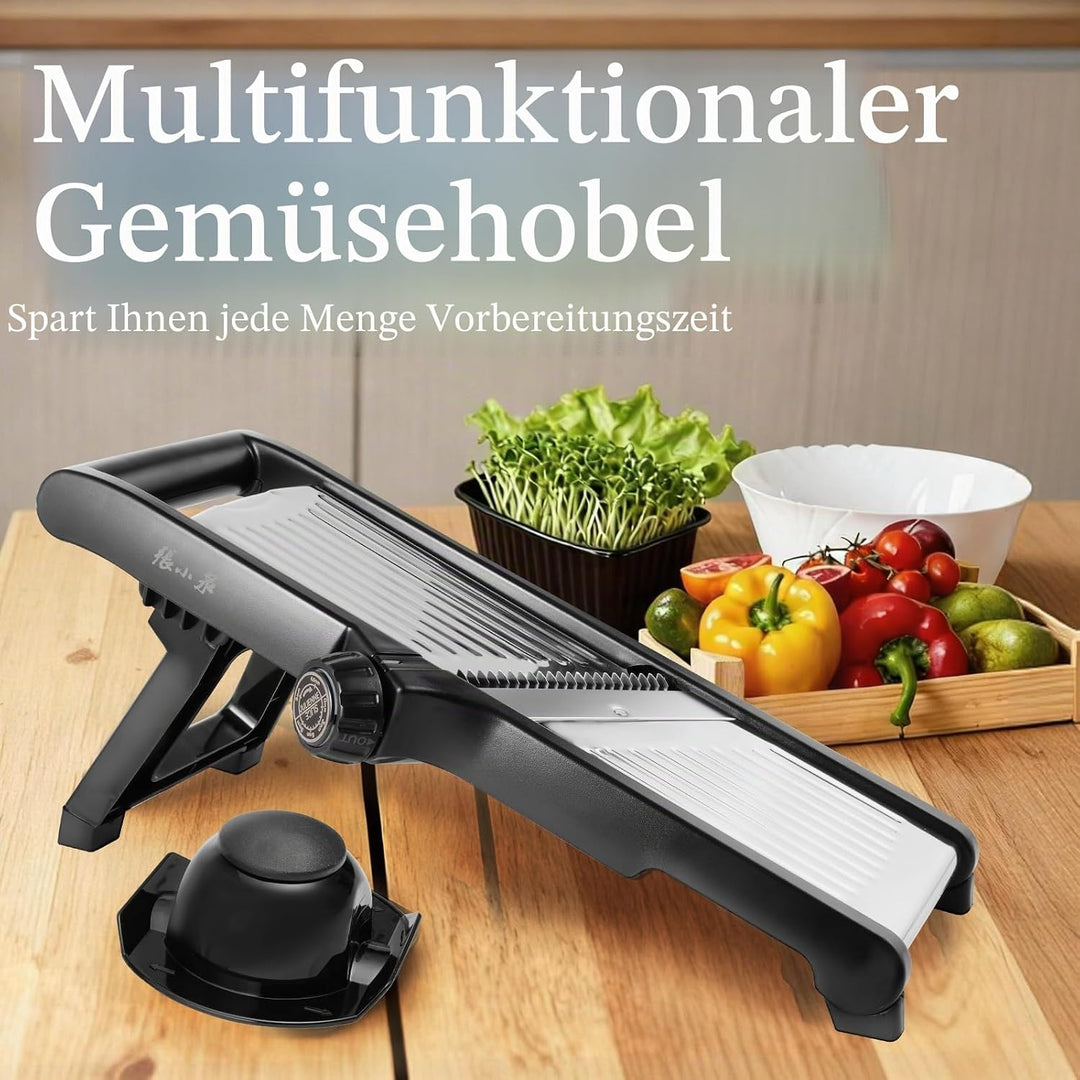 Mandoline Gemüsehobel 5-in-1 verstellbar aus Edelstahl, Multifunktionaler Gemüseschneider mit ultras