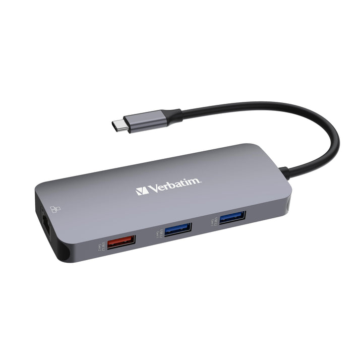 Verbatim USB C Hub 9-in-1, Multiport Adapter USB-C auf HDMI, RJ45, USBA-A und USB-C, mit SD Kartenle