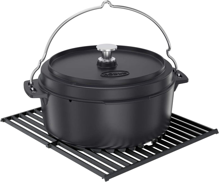 RÖSLE VARIO Dutch Oven, Hochwertiger Dutch Oven aus emailliertem Gusseisen, Deckel als Pfanne einset