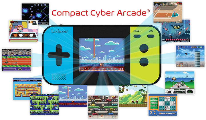 Lexibook JL2377 Compact Cyber Arcade Tragbare Spielkonsole, 250 Gaming, LCD, Batteriebetrieben, Vide