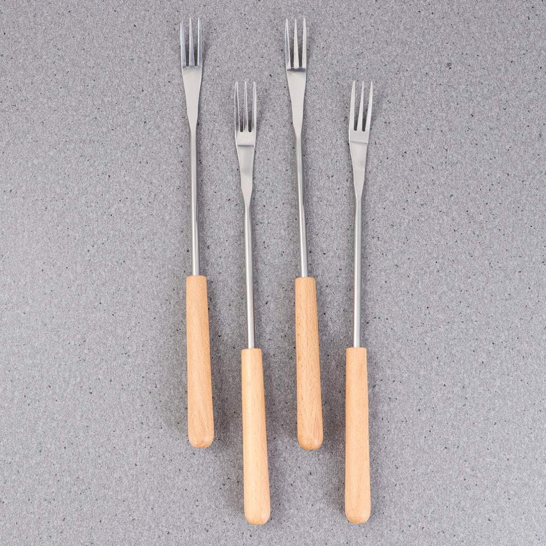 YARNOW 6 Stück Käsefondue-Gabeln Grillspiessgabeln mit Hitzebeständigem Holzgriff für Schokoladenkäs