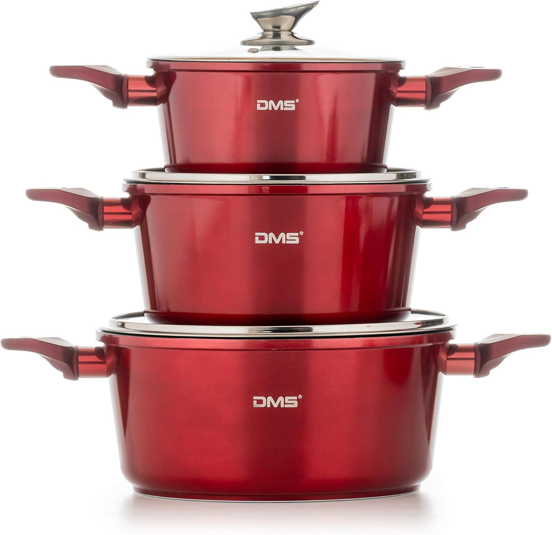 DMS® 15-teilig Induktion Kochgeschirr Kochset Töpfe Pfannen Bratpfanne Kasserolle Suppentopf mit Gla