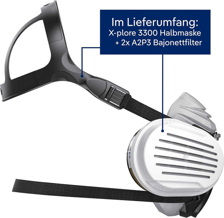 Dräger X-plore 3300 Maler Halbmasken-Set inkl. A2 P3 Kombi-Filter | Grössen S/M/L | gegen Gase, Dämp