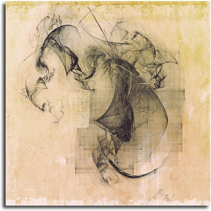 Paul Sinus Art Graue Ironie - Abstrakt375_60x60cm Bild auf Leinwand Fraktal Muster Abstraktes Motiv