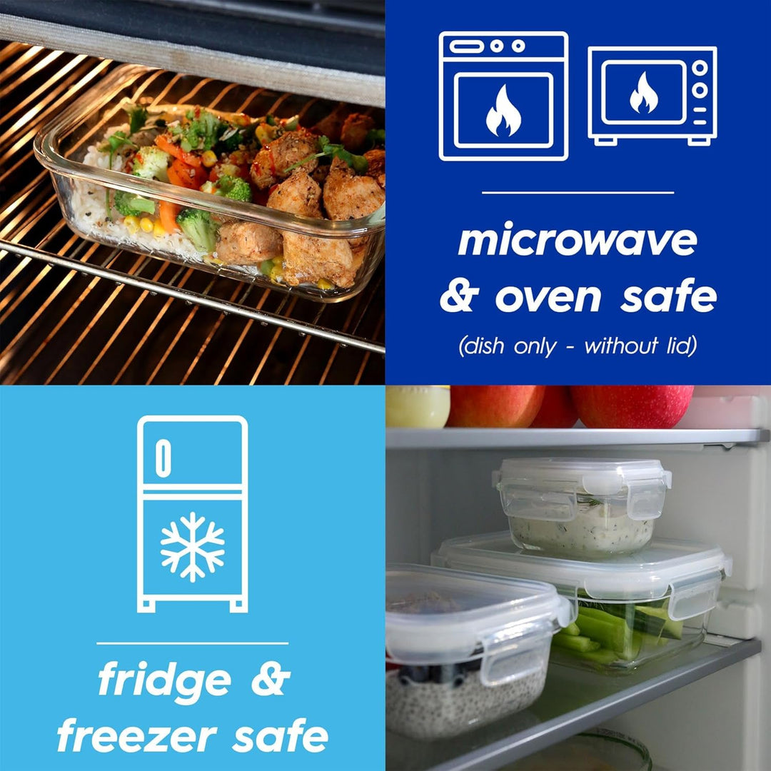 Harbour Housewares Vorratsbehälter aus Glas für Lebensmittel Set mit Deckels - 2 Grössen - Klar/Weis