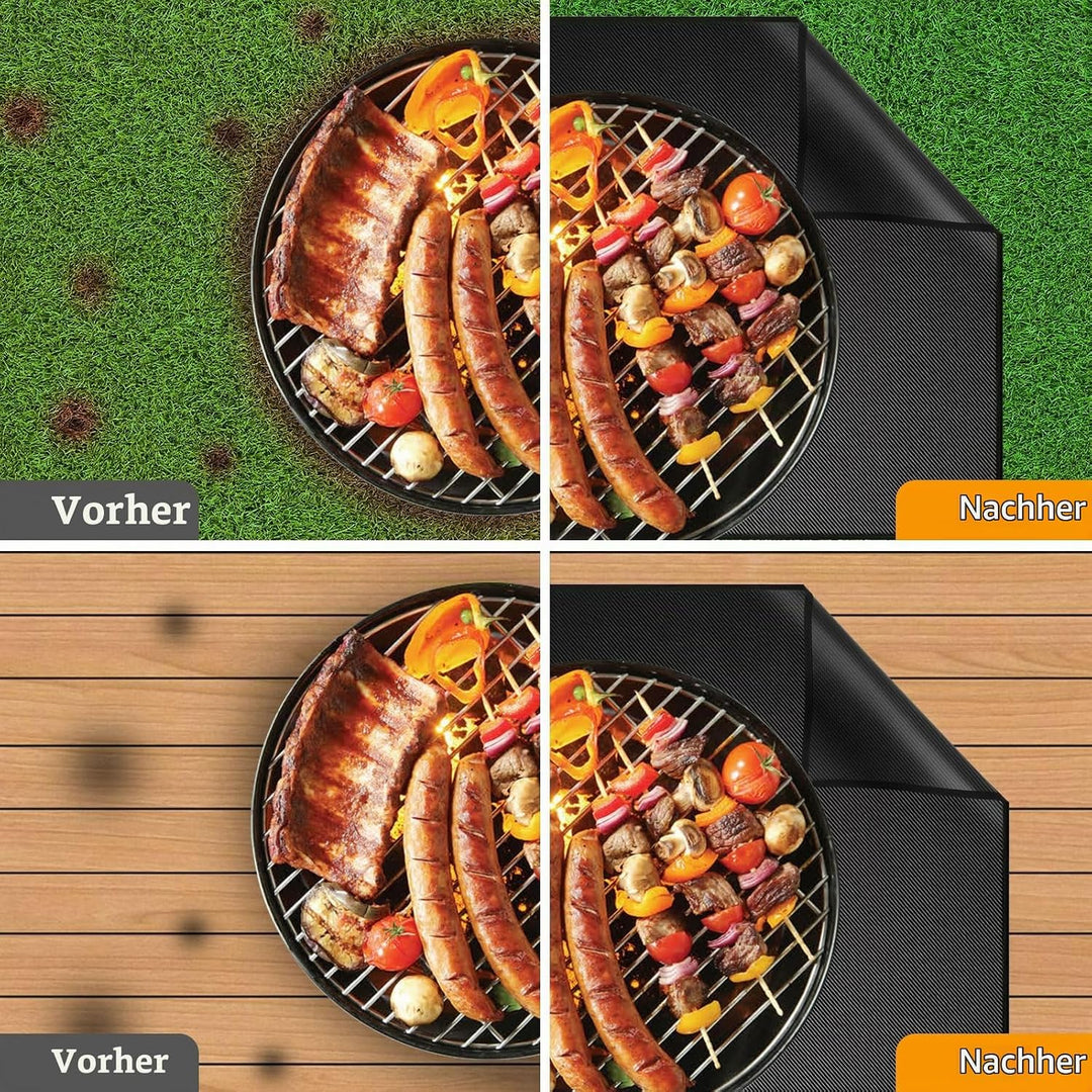 Feuerfeste Unterlage Grill, 100x150cm Matte Outdoor, Hitzebeständig bis zu 850℃, Hitzeschutzmatte Kü