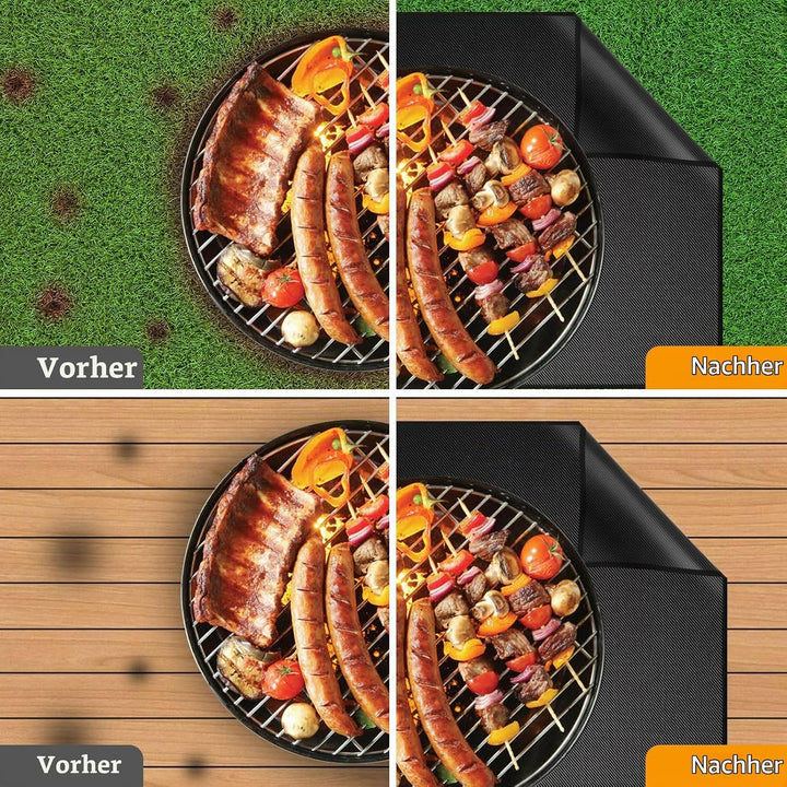 Feuerfeste Unterlage Grill, 100x150cm Matte Outdoor, Hitzebeständig bis zu 850℃, Hitzeschutzmatte Kü