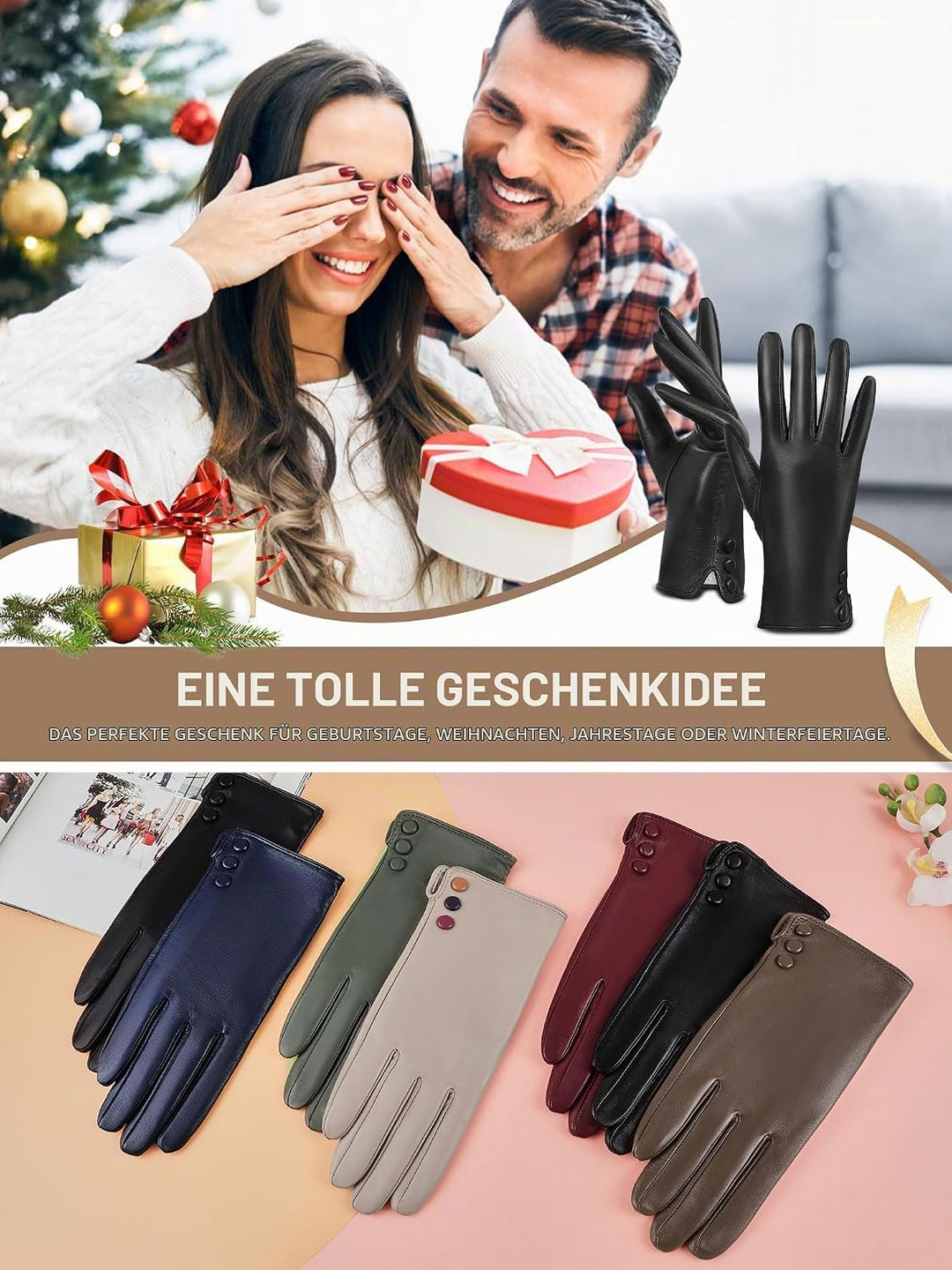 GSG SINCE 1998 Lederhandschuhe Damen Gefüttert aus Chromfreiem Echtleder – Wollfutter/Fleecefutter S