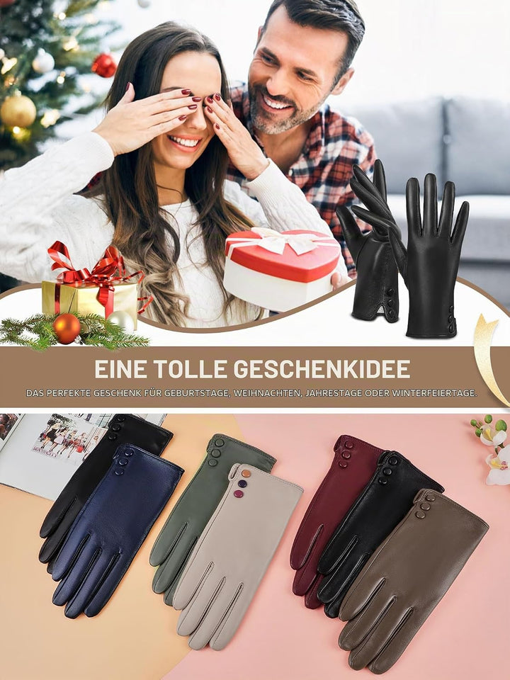 GSG SINCE 1998 Lederhandschuhe Damen Gefüttert aus Chromfreiem Echtleder – Wollfutter/Fleecefutter S