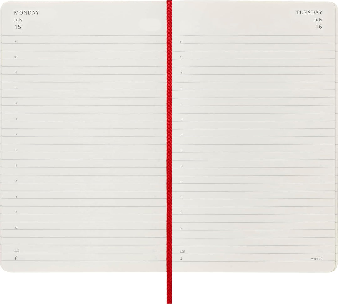 Moleskine Tagesplaner 12 Monate 2024, Planer 2024, Grosses Format 13x21, Weicher Einband und elastis