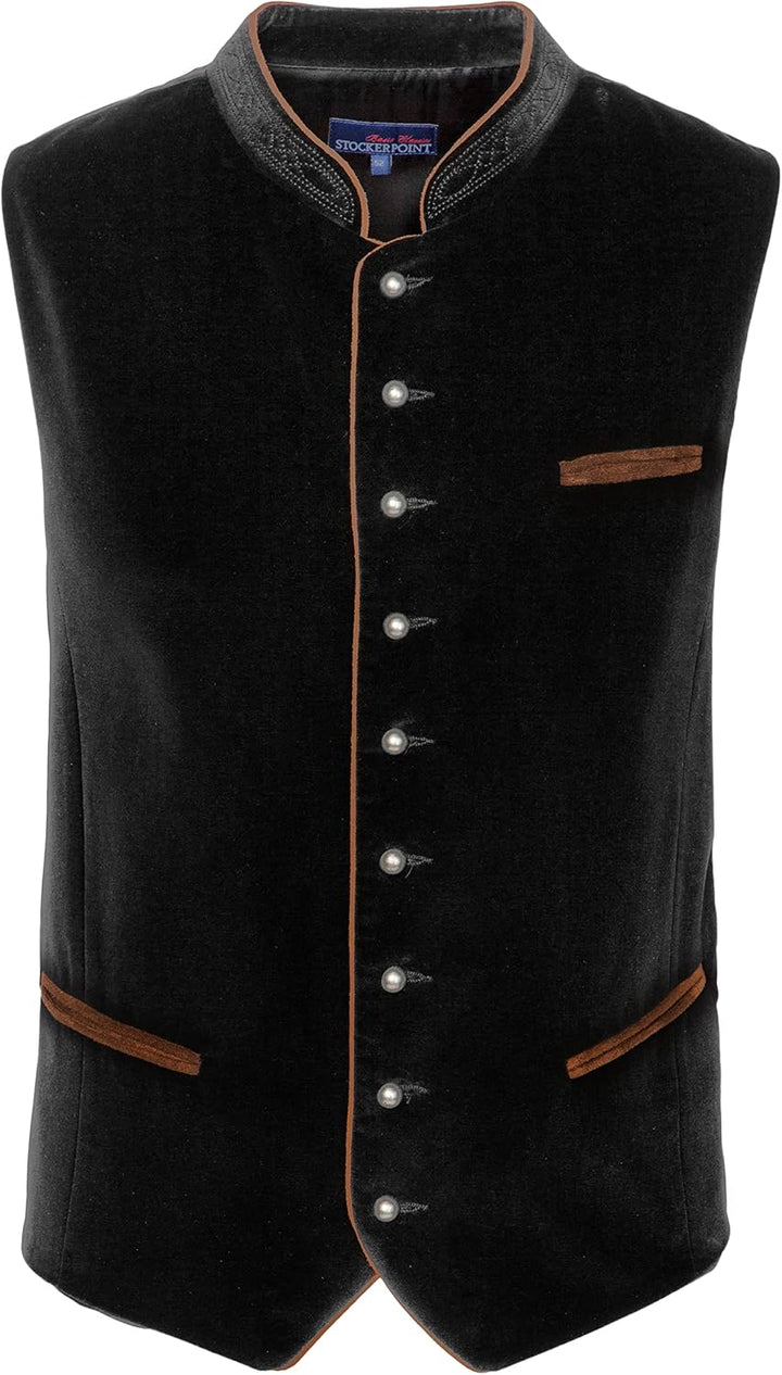 Stockerpoint Ricardo Herren Trachtenweste, Schwarz