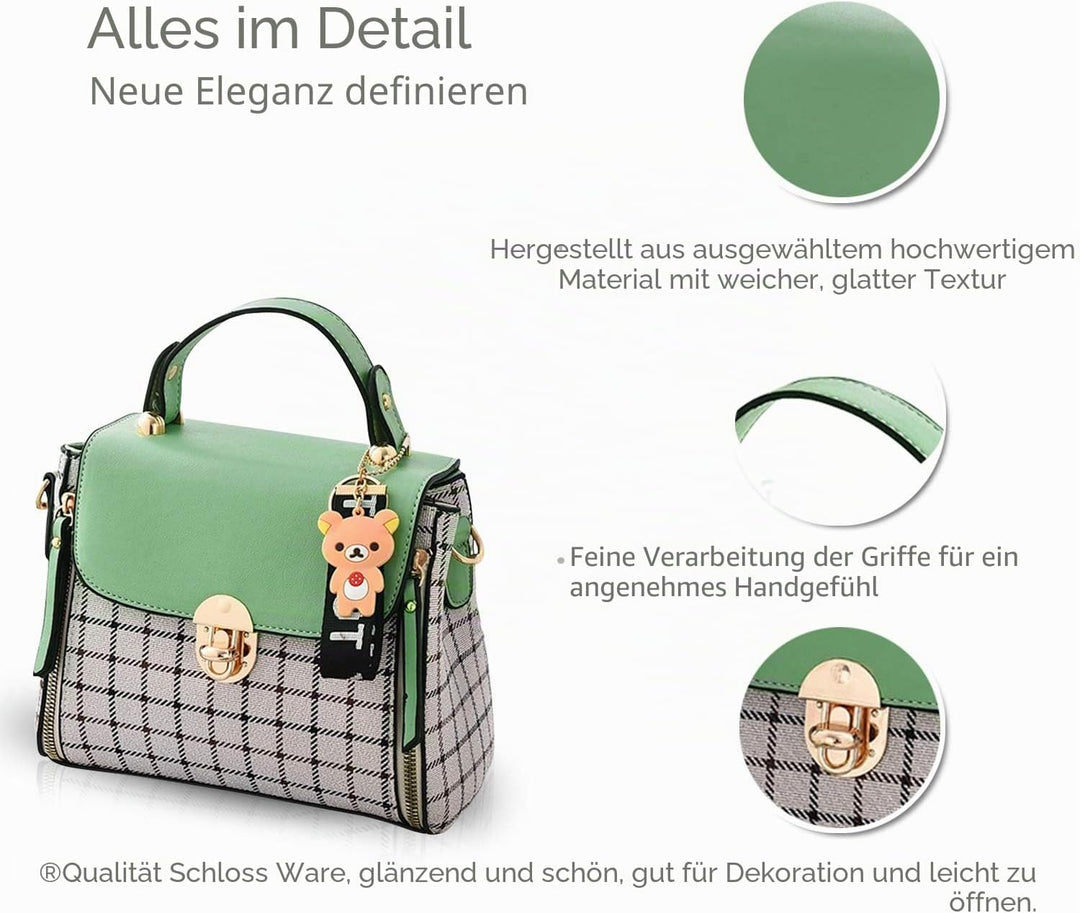 NICOLE&DORIS Handtaschen für Damen Niedliche Umhängetasche Mädchen Reissverschluss Handtasche PU Led