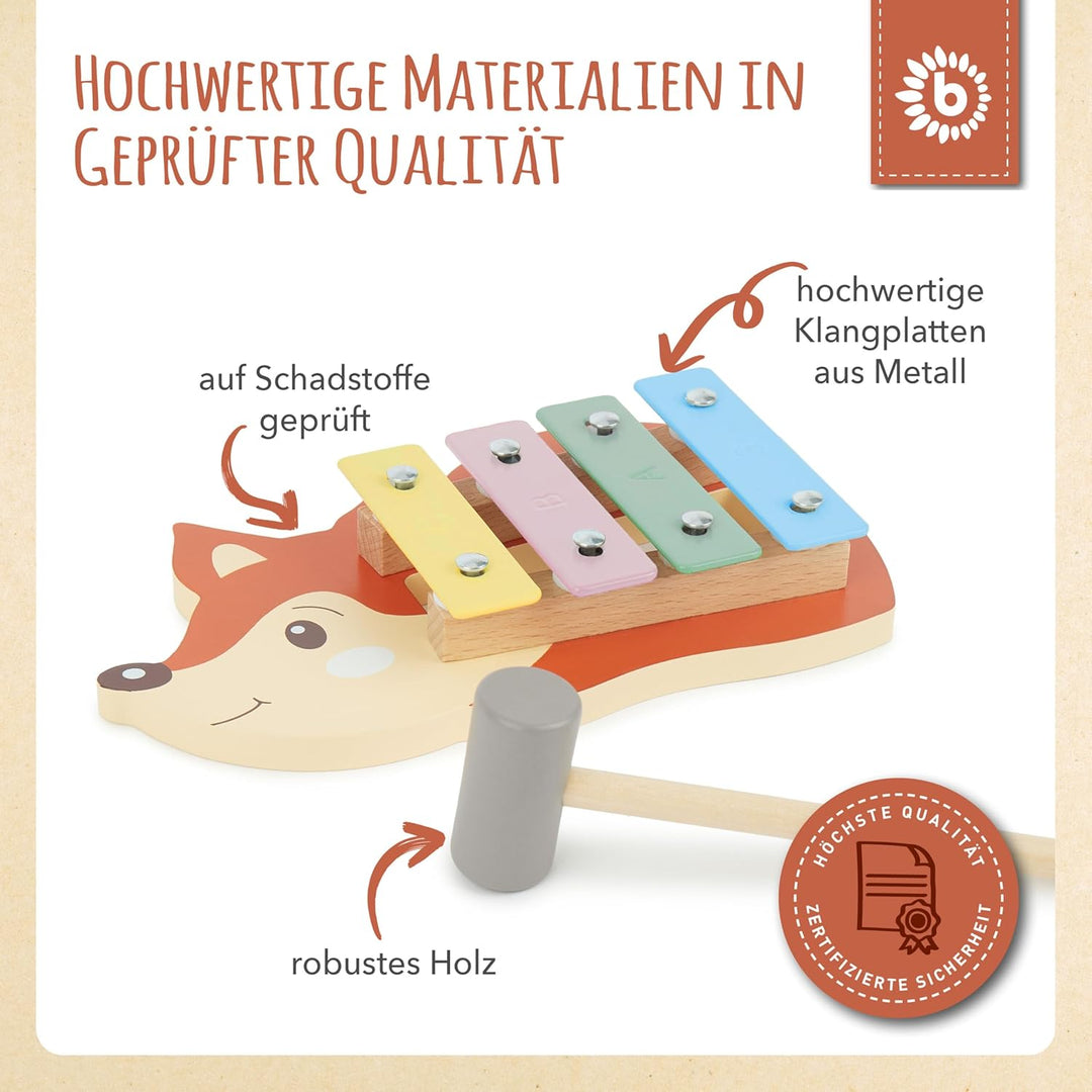 Bieco Mini Xylophon Baby Fuchs Kinder - Baby Spielzeug Fuchs Baby Xylophon - Glockenspiel für Kinder