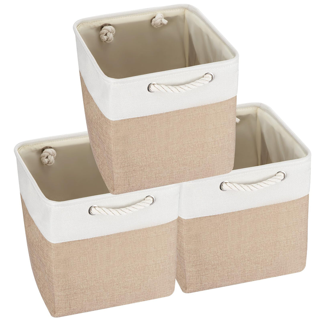 Zusammenklappbare Aufbewahrungsbox mit Griffen Stoff Aufbewahrungskorb für Regale Schränke und Schrä