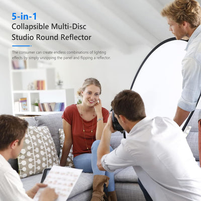 Neewer 5-in-1 60 x 90 cm (24 x 36 Zoll) Fotostudio Ovale Multi Disk Klappbare Licht-Reflektor Set mi