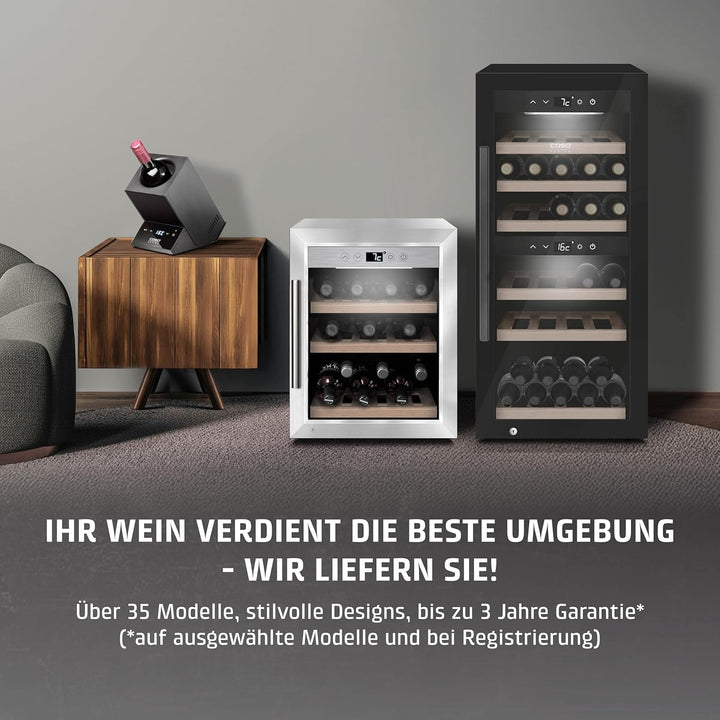 CASO WineCase One Inox - Design Weinkühler für eine Flasche, Temperaturbereich von 5-18°C, für Flasc