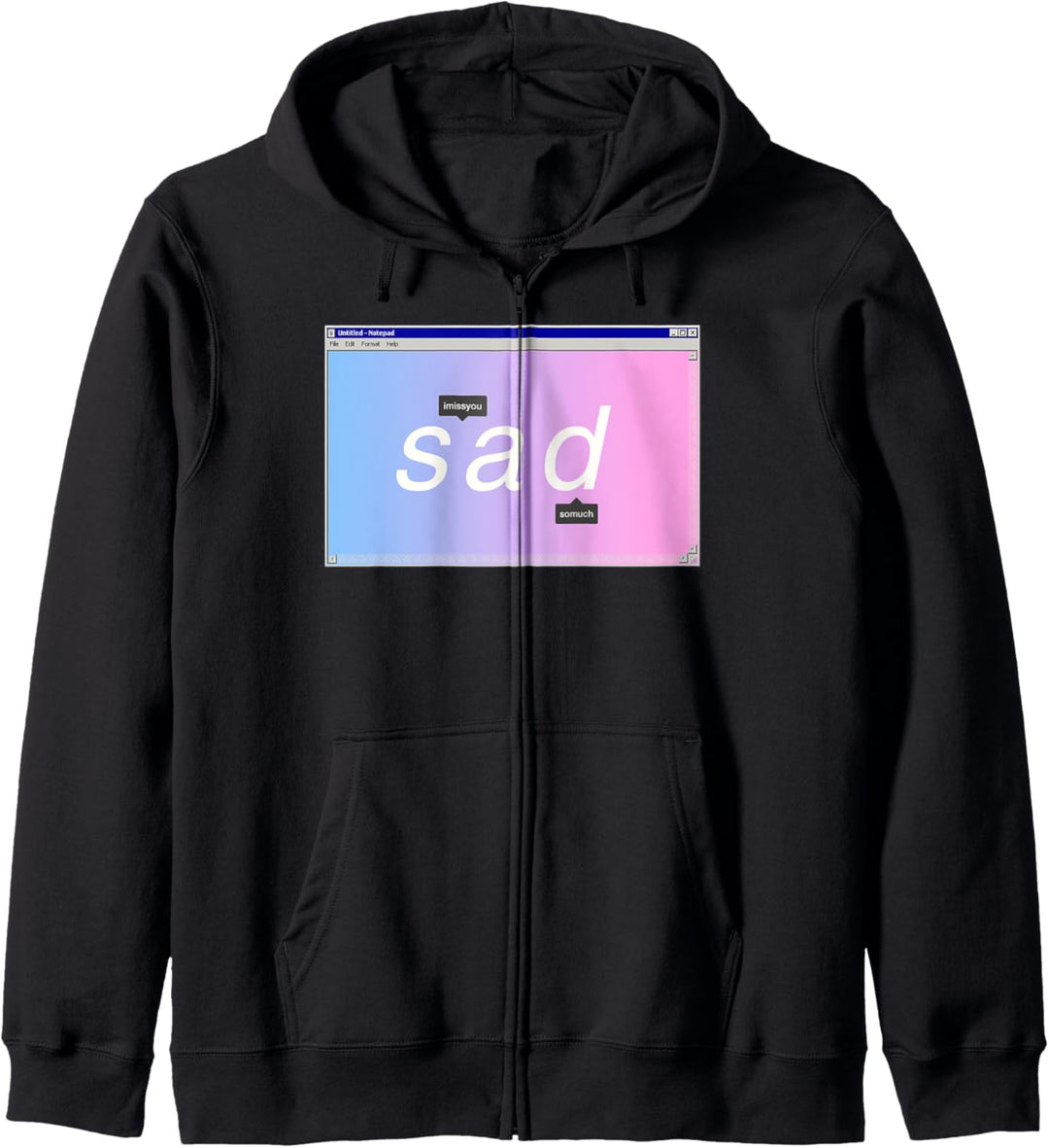 Sad Ästhetische Emotionale Vaporwave Design Notepad Fenster Kapuzenjacke