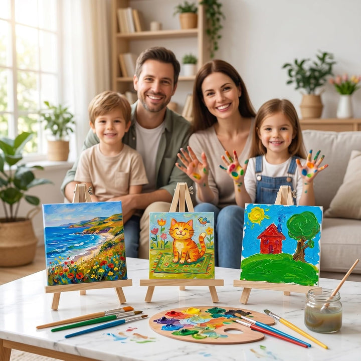 12er Set 9 Zoll Holz Staffeleien – Tischstaffeleien für Malerei & Präsentation, Mini Staffelei für L