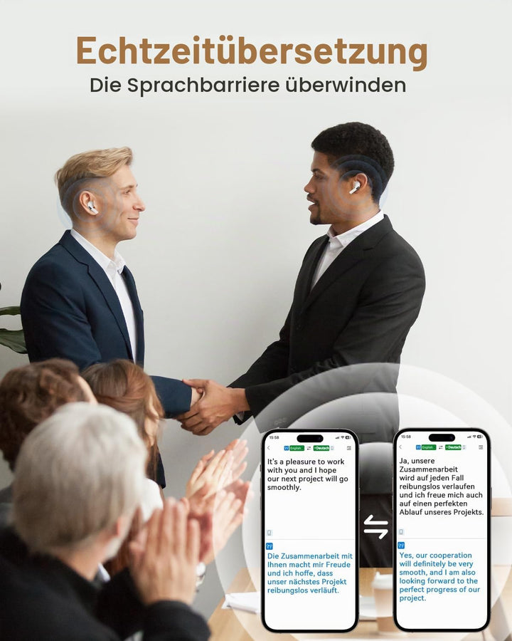 MONODEAL übersetzungskopfhörer, KI-Übersetzungskopfhörer, Open Ear Kopfhörer Bluetooth 5.3, Echtzeit