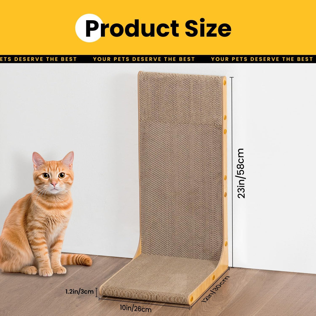 L-förmiges Kratzbrett für Katzen – 58 cm hohe vertikale Kratzpappe für Wand & Ecke, mit Katzenminze