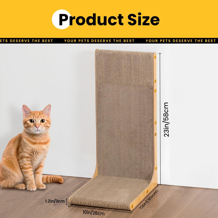 L-förmiges Kratzbrett für Katzen – 58 cm hohe vertikale Kratzpappe für Wand & Ecke, mit Katzenminze