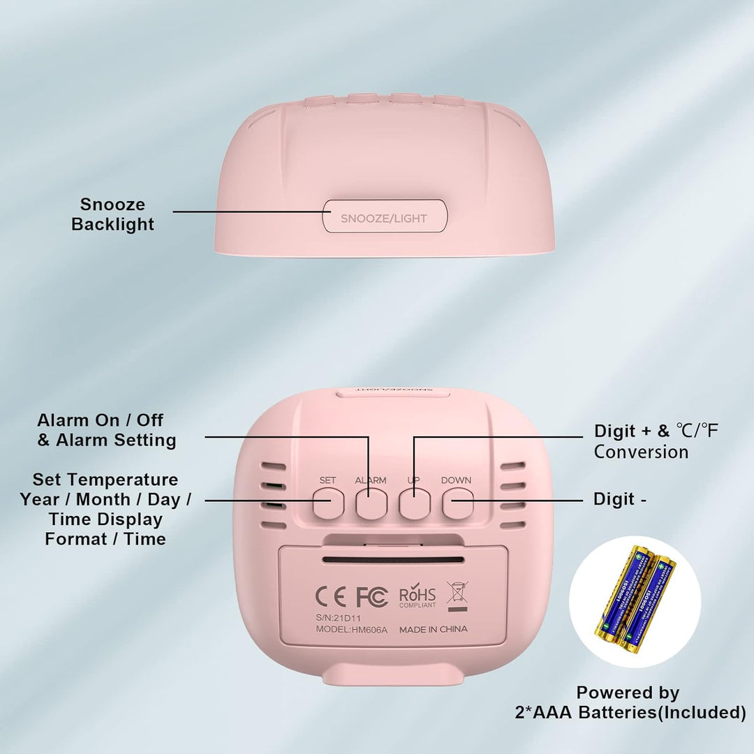 Wecker Digital, Wecker Batteriebetrieben Bettseite - Tischuhren mit Temperaturanzeige, Schlummerfunk