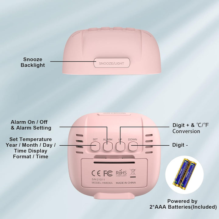 Wecker Digital, Wecker Batteriebetrieben Bettseite - Tischuhren mit Temperaturanzeige, Schlummerfunk