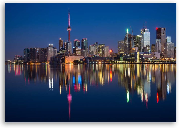 Feeby Bild auf Leinwand Toronto Kunstdruck modern Stadt Blau 80x60 cm Leinwandbild 80x60 cm Blau_d,