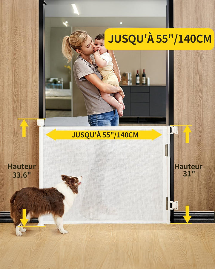 Treppenschutzgitter Ausziehbar 0-140cm,Türschutzgitter Ausziehbar mit Treppenschutz & Kindersicherun
