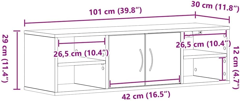 vidaXL Wandregal Schwarz Eichen-Optik 102 x 30 x 29 cm Holzwerkstoff, Moderne Wandregale, viel Staur