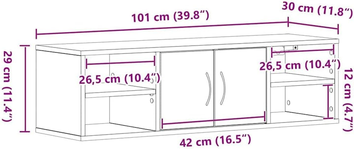 vidaXL Wandregal Schwarz Eichen-Optik 102 x 30 x 29 cm Holzwerkstoff, Moderne Wandregale, viel Staur