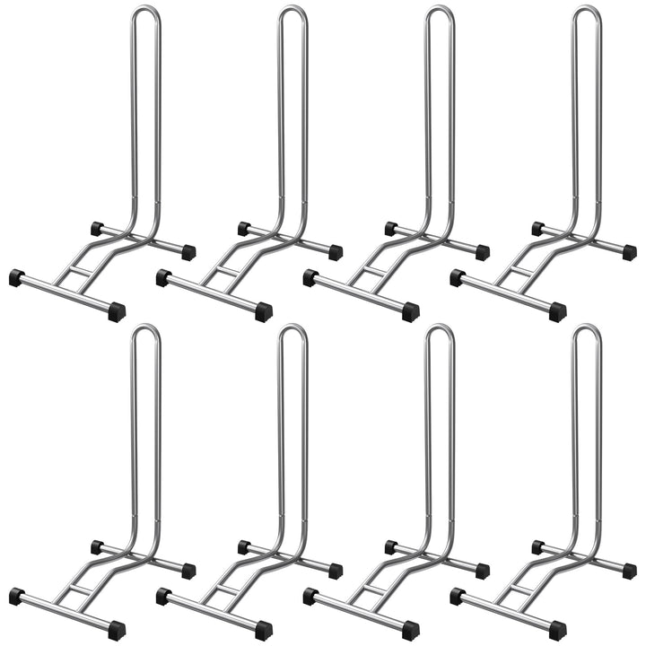 8 x WELLGRO® Fahrradständer - Stahl, sicherer Stand - Farbe silber