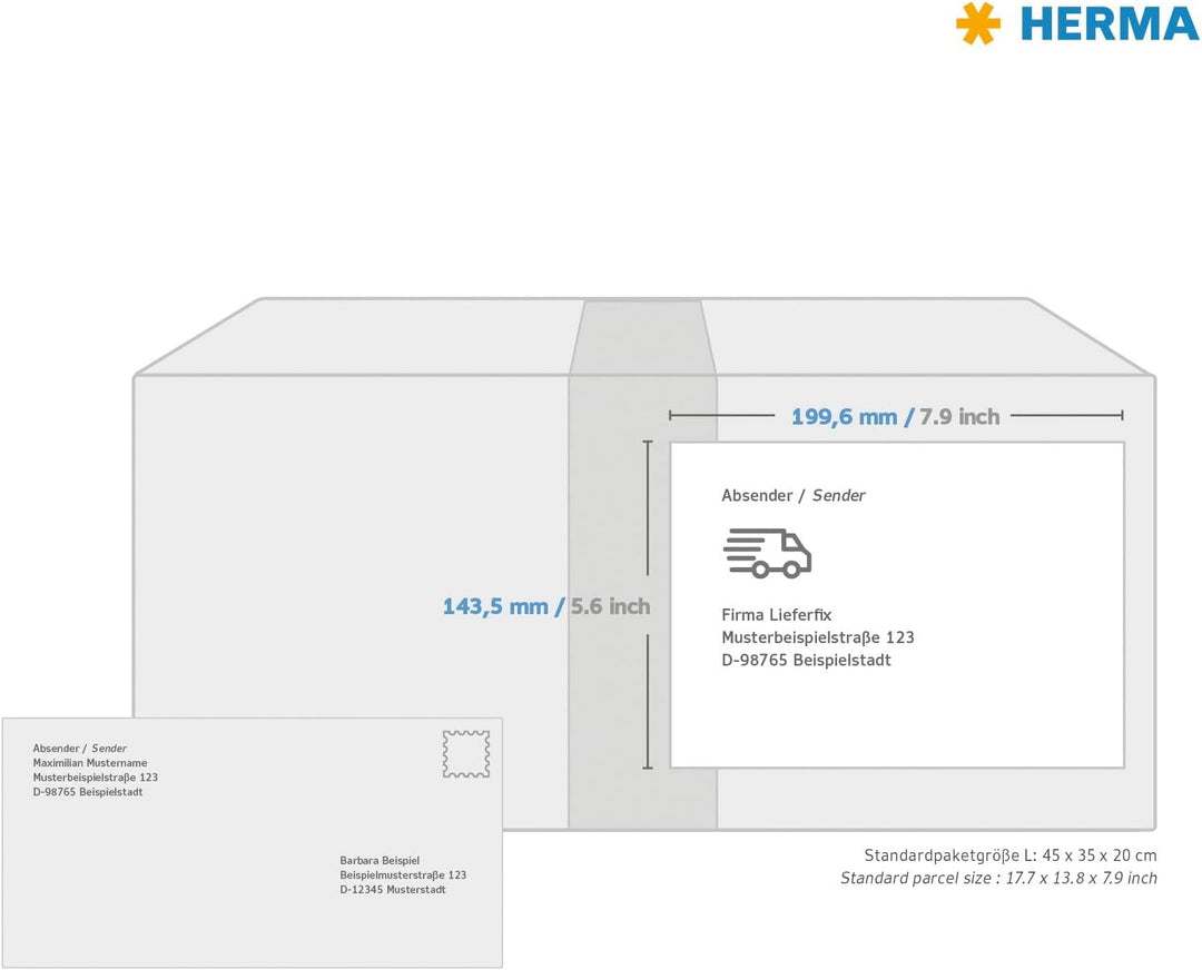 HERMA 10314 Universal Etiketten ablösbar, 100 Blatt, 199,6 x 143,5 mm, 2 Stück pro A4 Bogen, 200 Auf